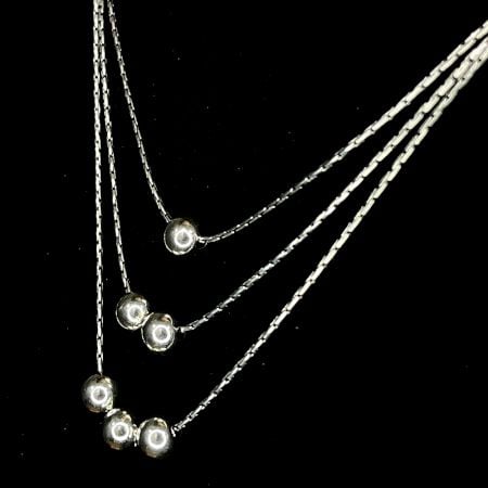 Handcrafted 92.5 Sterling Silver Triple Layer Silver Ball Chain